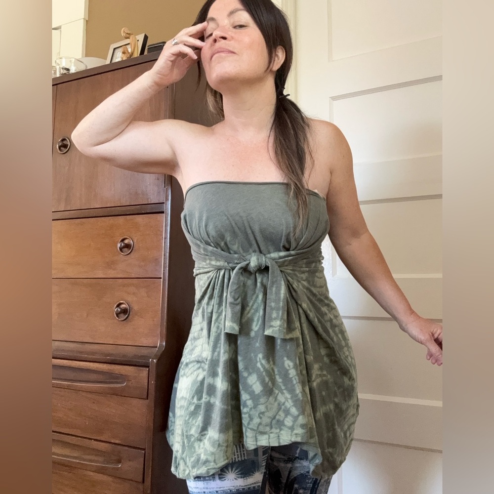 Free People / We The Free Green Tie Dye Shirt